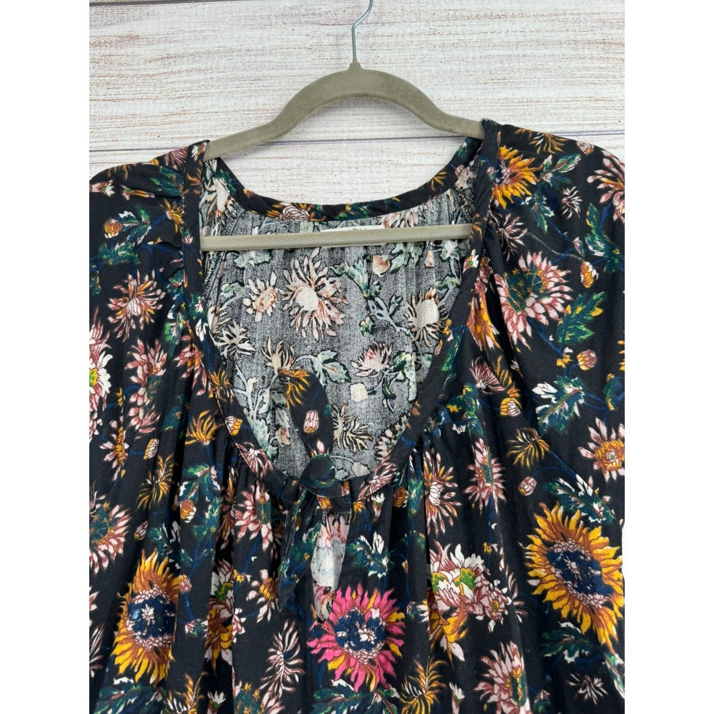 Natural Life Floral Dress Womens Medium Black Sunflower Boho Ruffle Pocket - Picture 9 of 9